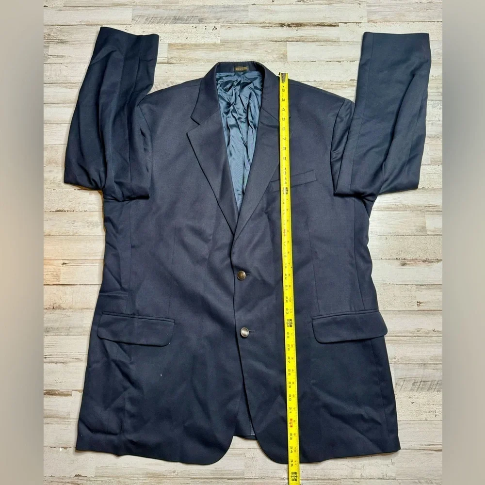 Stafford Executive Navy Blazer Jacket Metal Buttons 100% Wool 48L